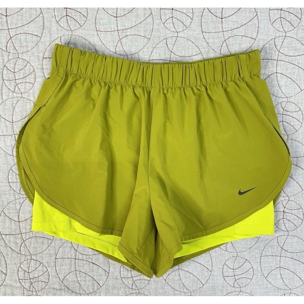 Nike‎ Flex 2-in-1 Training Shorts Olive Green Dri-FIT AR6353-390 / Women's Large